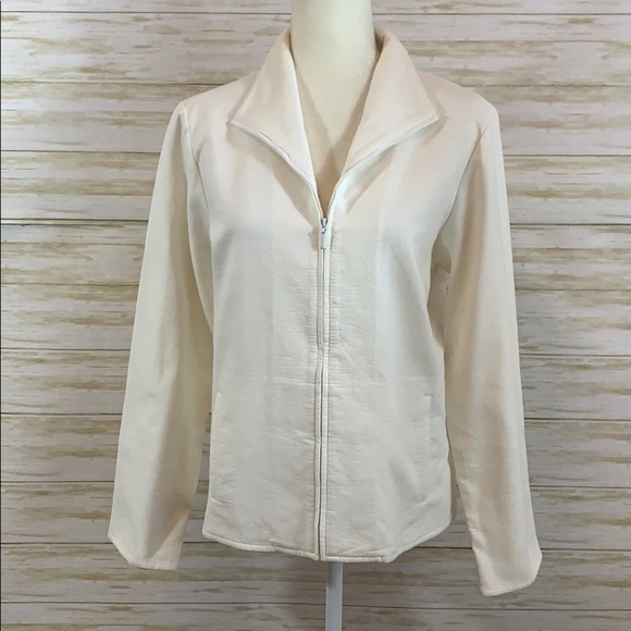 Eileen Fisher White Zip Front Jacket - Picture 1 of 9